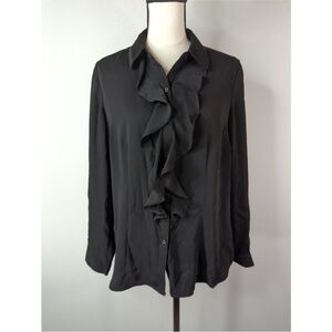 Chico's Black Ruffle Front Blouse